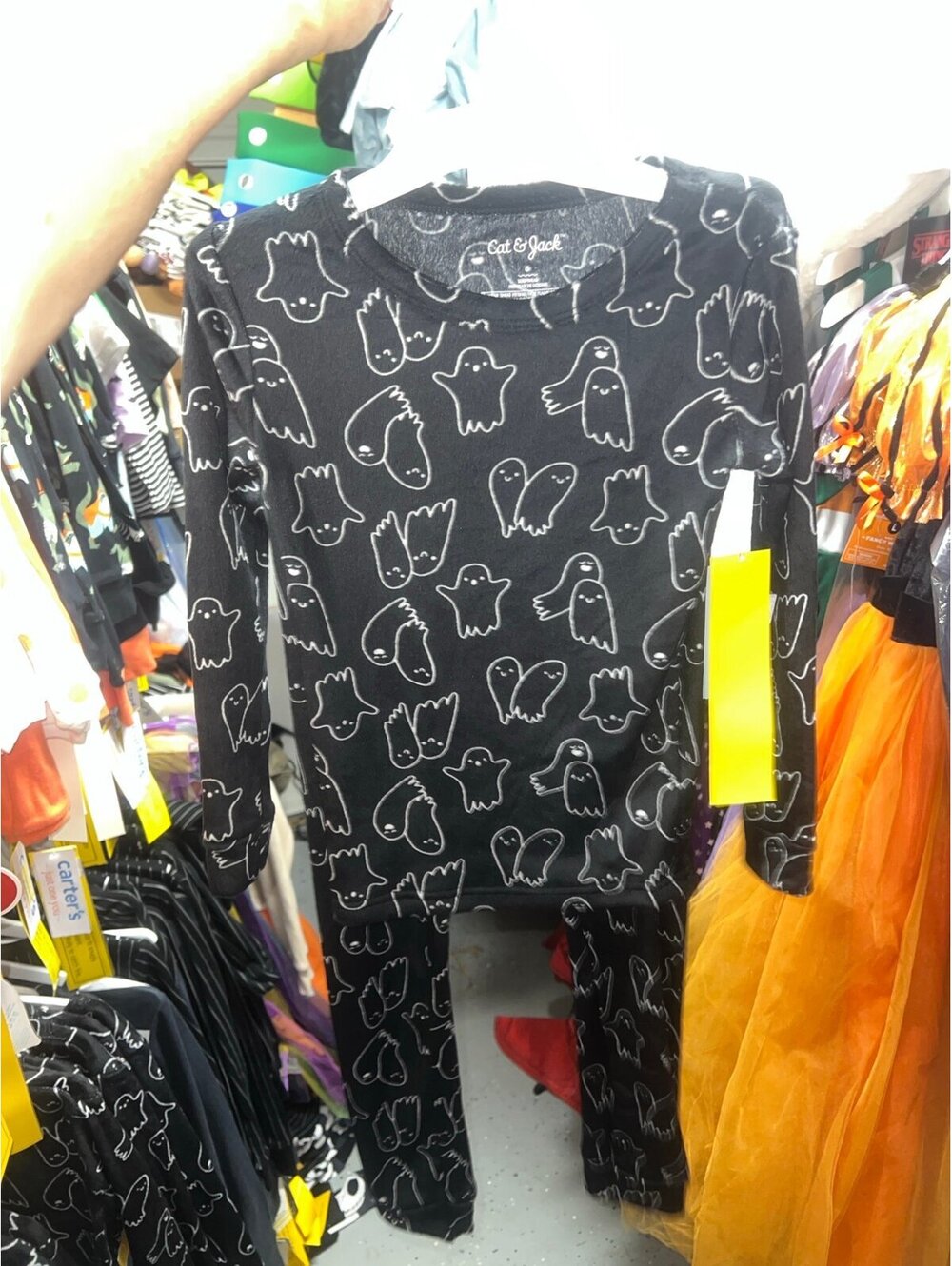 Kids Halloween stretch velour ghost pajamas size small 6/7